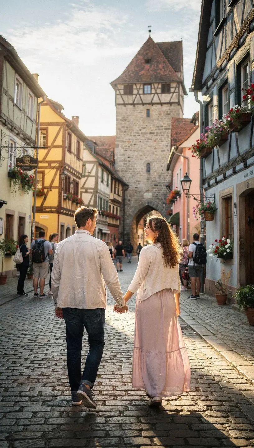 Reisende genießen ein traditionelles deutsches Kulturfestival mit einer organisierten Gruppe, die Tickets und Unterkunft inklusive hat.